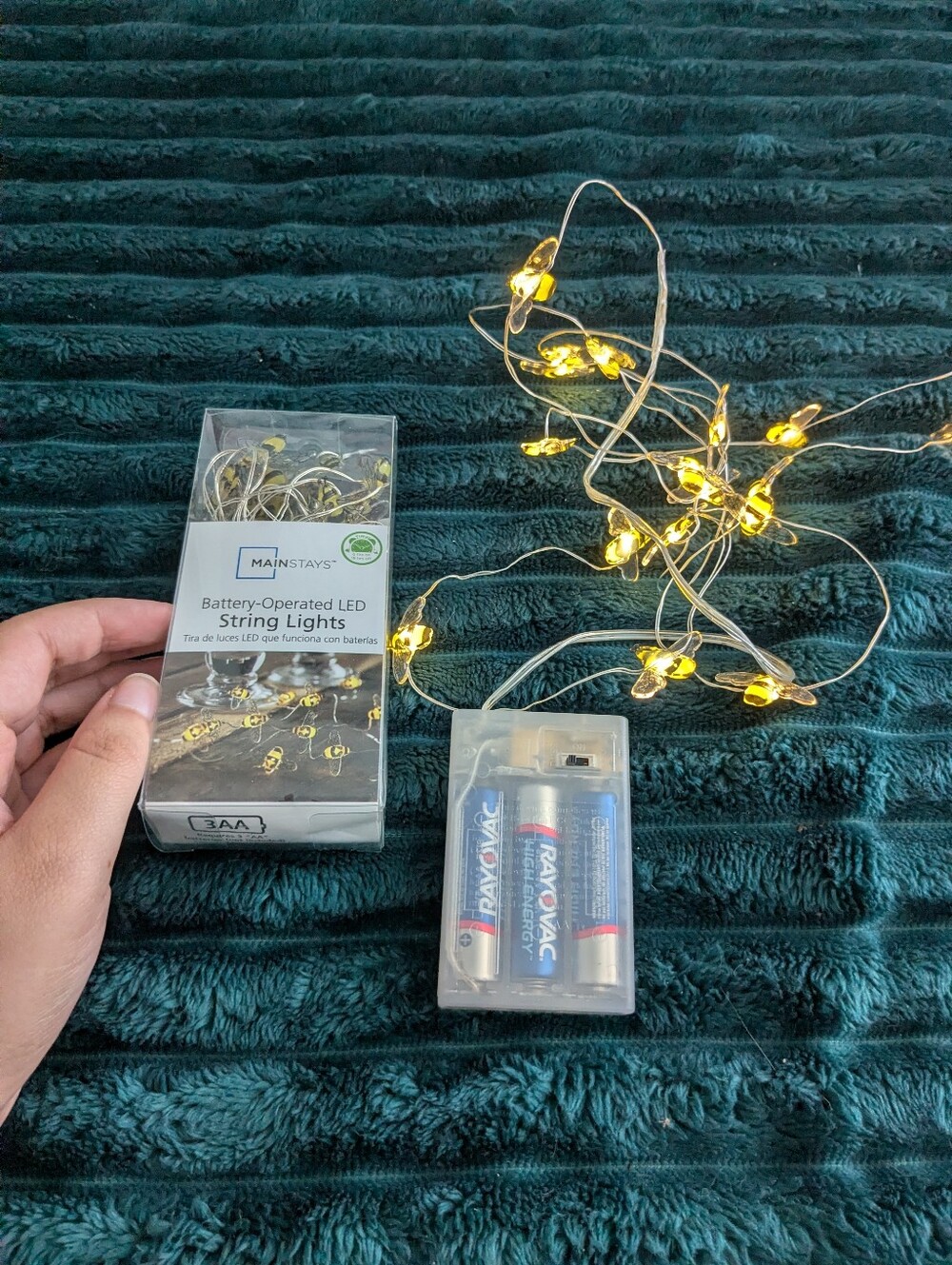 2 Pack Bee Mainstays LED Battery-Operated String Lights in Warm Yellow